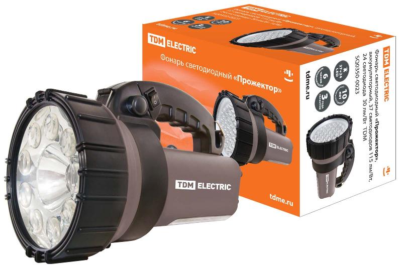Фонарь прожекторный  37хLED + 24хLED аккумулятор 6В34*ч | SQ0350-0023 | TDM — TDM ELECTRIC