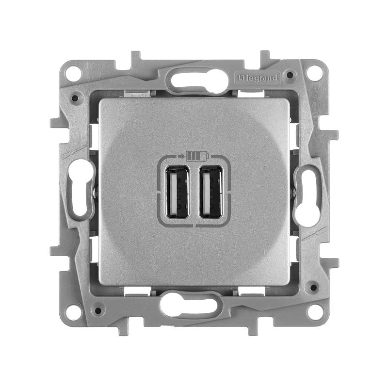 Etika Алюминий Розетка USB 2-ая 240В/5В 2400мА — миниатюра 3