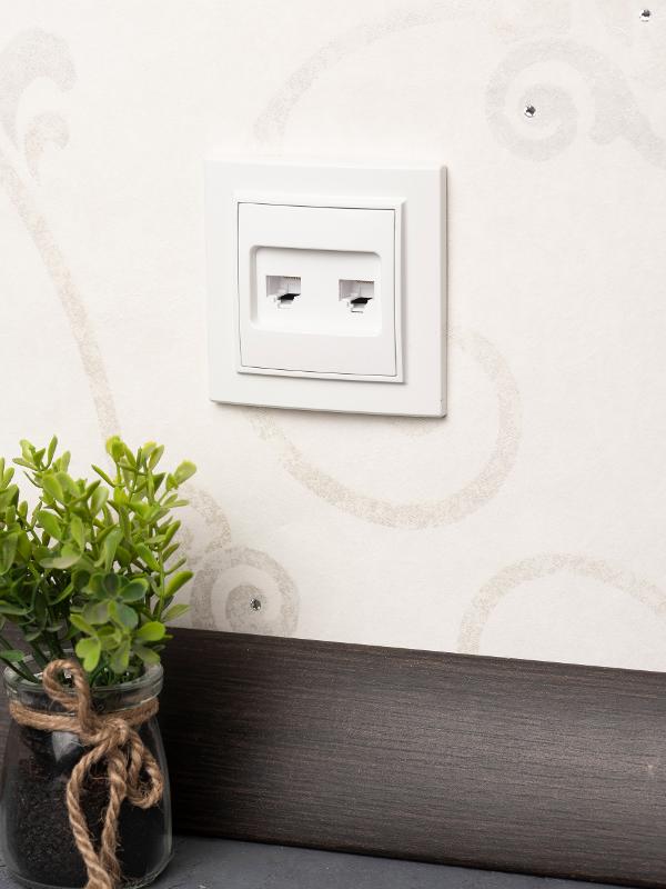 Розетка RJ-45 2-местная СП Минск  белая EKF | ERK02-035-10 | EKF — миниатюра 3