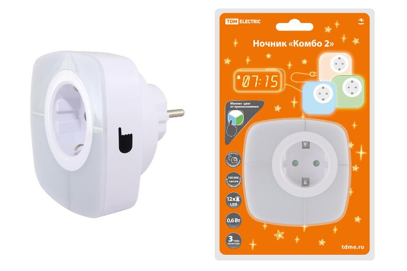 Ночник "Комбо 2", 12LED, 55 лм/Вт, дат. освещ., 220 В | SQ0357-0028 | TDM — TDM ELECTRIC
