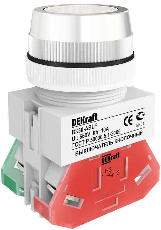 Выкл. кноп. ABLF 30 мм Цвет:БЕЛЫЙ 220В ВK-30  | 25041DEK | DEKraft — DEKraft