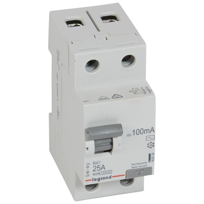 Выключатель дифференциальный (УЗО) RX3 2п 25А 100мА тип AC | 402028 | Legrand — Legrand