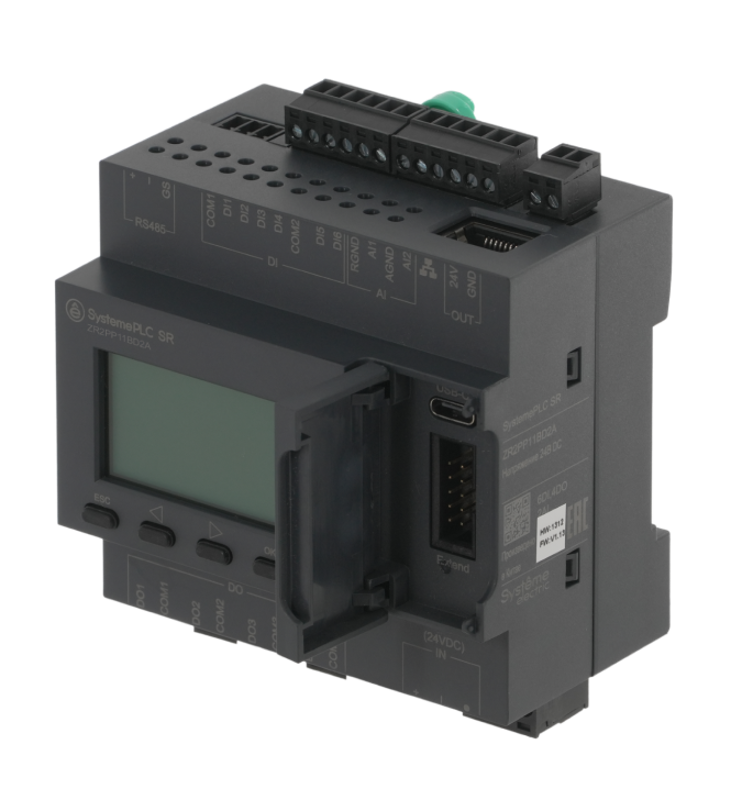 Интеллектуальное реле SR2; 24 VDC; дисплей; 12 IO: 6 DI, 4 DO (реле); 2 AI; 1xRS485, 1xRJ45 | ZR2PP11BD2A | SE — миниатюра 2