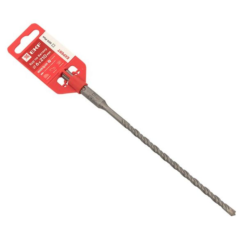 Бур по бетону SDS-plus 6х210 мм (4 резца)(4S спираль) EKF Expert | db-6-210-4x4 | EKF — EKF