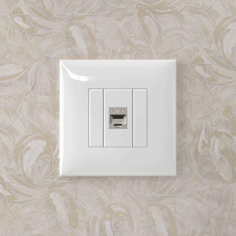 Компьютерная розетка RJ-45 без шторки в стену, кат.5e одинарная экранированная, "Avanti", "Белое облако" | 4400763 | DKC — миниатюра 5