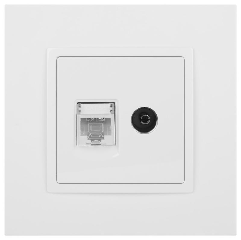 14-3110-01 Розетка RJ45+TV, IP20, белый | Б0034314 | ЭРА — миниатюра 3