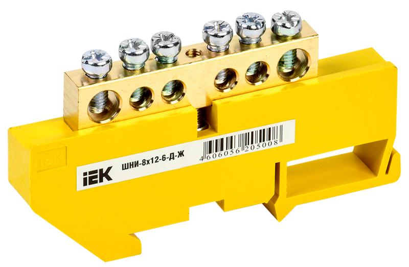 Шина PE "земля" на DIN-изоляторе ШНИ-8х12-6-Д-Ж | YNN10-812-6D-K05 | IEK — IEK (ИЭК)