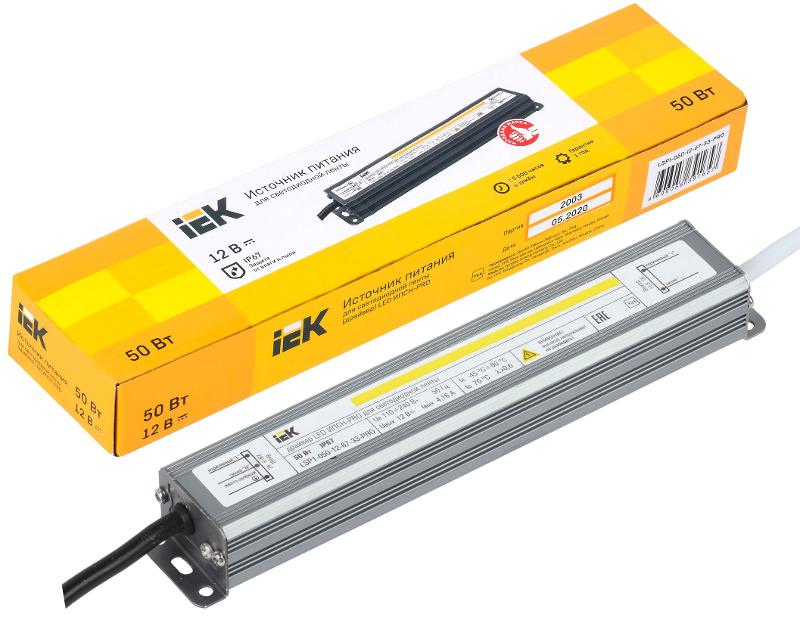 Драйвер для светодиодных лент LED ИПСН-PRO 50Вт 12В IP67 блок-шнуры | LSP1-050-12-67-33-PRO | IEK — миниатюра 3