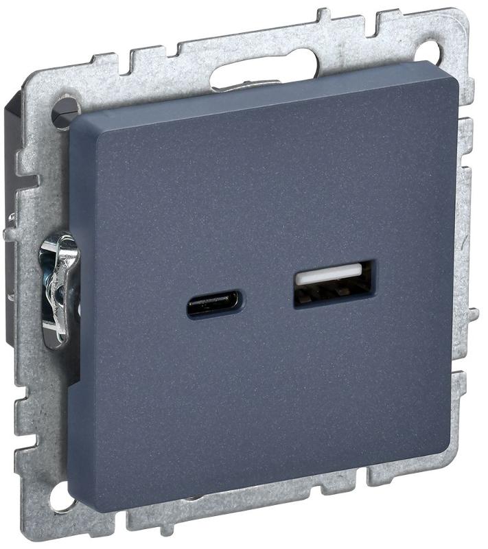 BRITE Розетка USB A+C 18Вт РЮ11-1-БрМ маренго | BR-U22-018-K35 | IEK — IEK (ИЭК)