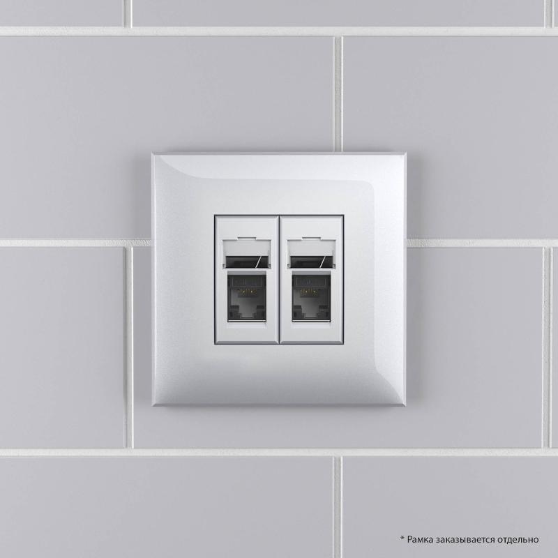 Компьютерная розетка RJ-45 в стену, кат.5e двойная, "Avanti","Закаленная сталь" | 4404464 | DKC — миниатюра 4