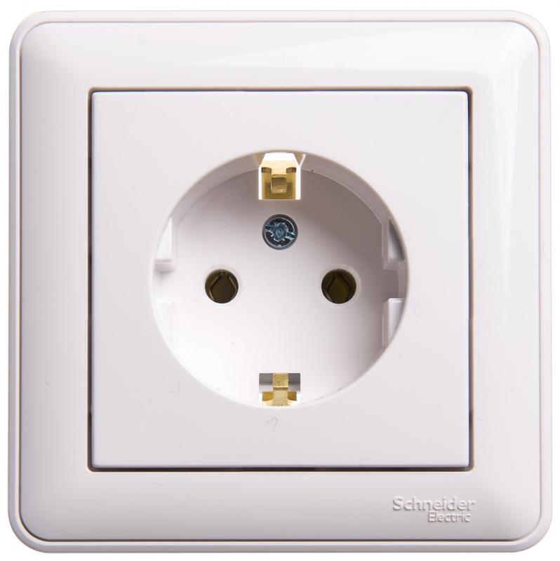 W59 Белый Розетка с заземлением без шторок, 16А, (в сборе) | RS16-154-18 | SE — Systeme Electric
