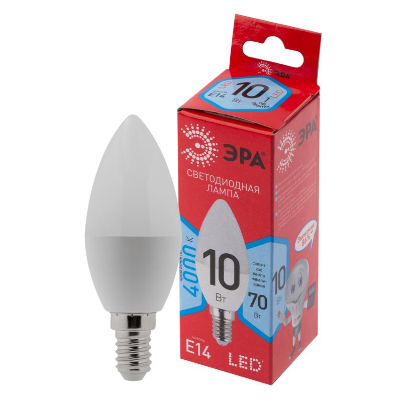 Лампа светодиодная LED B35-10W-840-E14 R (диод, свеча, 10Вт, нейтр, E14) (10/100/3500) | Б0049642 | ЭРА — ЭРА (Энергия света)