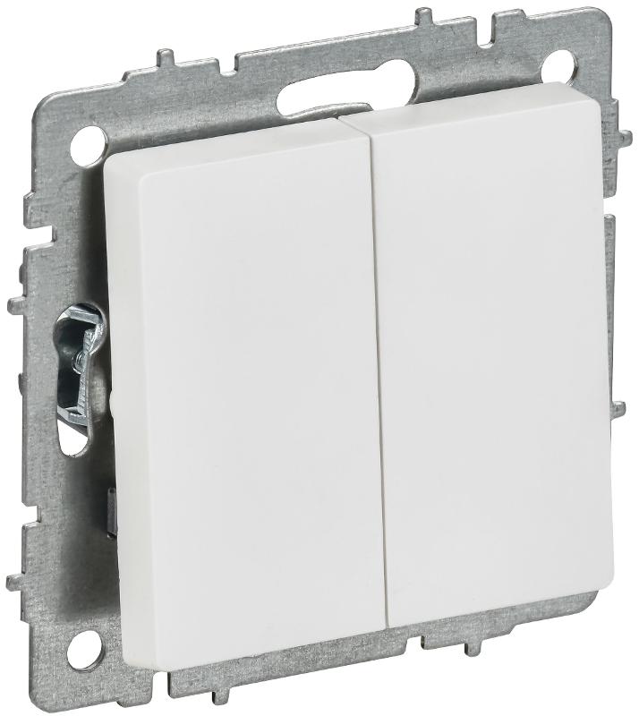 BRITE Выключатель 2-клавишный 10А ВС10-2-0-БрАБ арктический белый  | BR-V20-0-10-K91 | IEK — IEK (ИЭК)