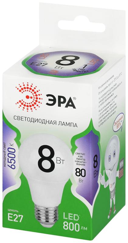 Лампа светодиодная  GREEN LINE LED A60-8W-865-E27 GL E27 8 Вт груша холодный свет | Б0067142 | ЭРА — миниатюра 5