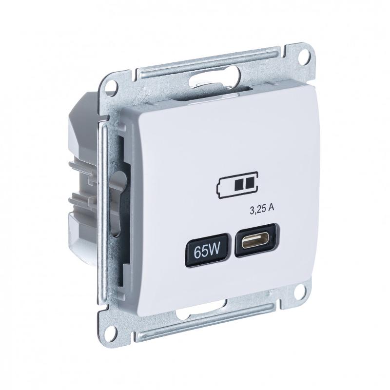 Glossa Белый USB Розетка тип-С 65W высокоскор.заряд. QC PD | GSL000127 | SE — Systeme Electric