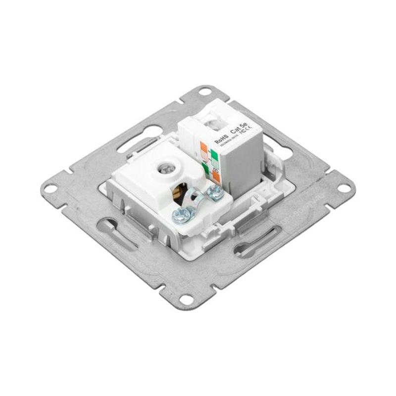 Механизм розетки TV+RJ45 (cat5), алюминий Эпика EKF | UP1-SOA-TV+RJ | EKF — миниатюра 12