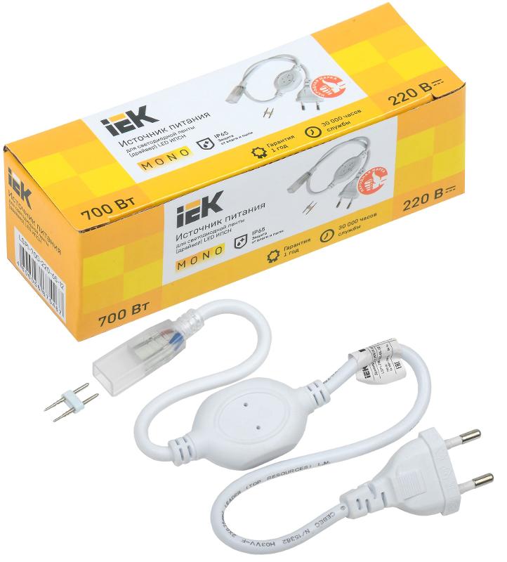 Драйвер для светодиодных лент LED ИПСН 700Вт 220В 12мм MONO IP65 | LSP1-700-220-65-12 | IEK — миниатюра 2
