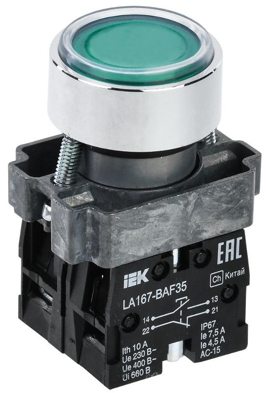 Кнопка управления LA167-BAF35 d=22мм 1з+1р зеленая | BBT20-BAF35-3-22-67-K06 | IEK — IEK (ИЭК)