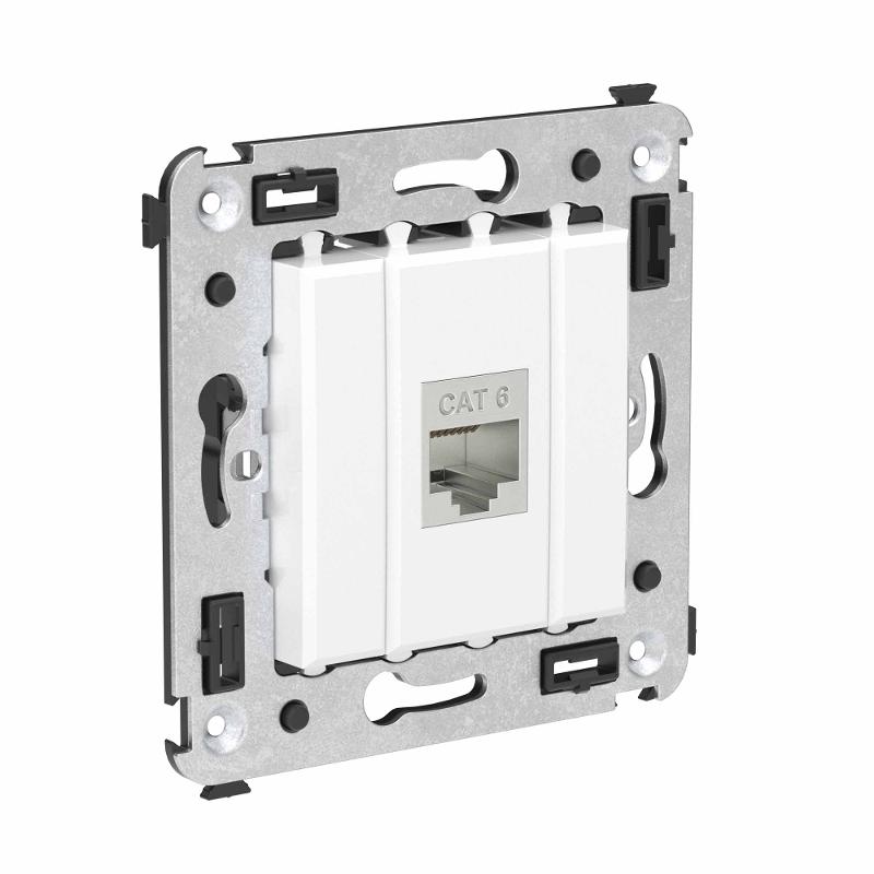 Компьютерная розетка RJ-45 без шторки в стену, кат.6 одинарная экранированная, "Avanti", "Белое облако" | 4400793 | DKC — миниатюра 2