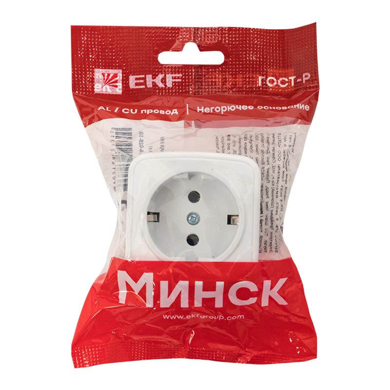 Минск Розетка 1-местная ОП 16А с заземлением белая  EKF Basic | EGR16-028-10 | EKF — миниатюра 8