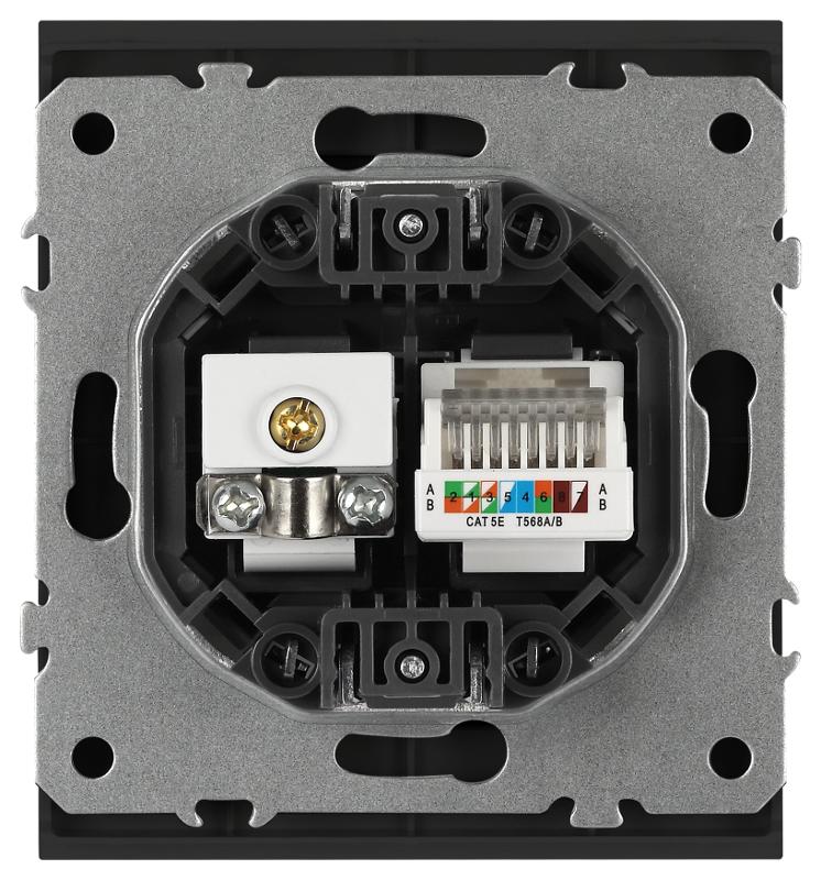 Розетка Arktik 16-3110-05 комбинированная RJ45+TV антрацит | Б0070498 | ЭРА — миниатюра 4