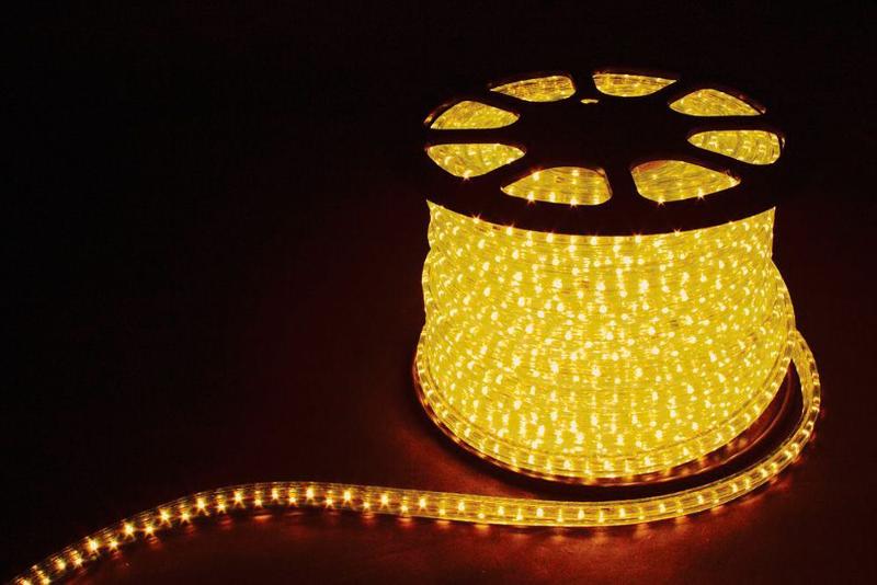 Дюралайт светодиодный 2W 100м 13мм 230V 36LED/м 1,44Вт/м (2м/отрез), 2 аксесс., желтый/ LED-R2W | 26062 | FERON — Feron