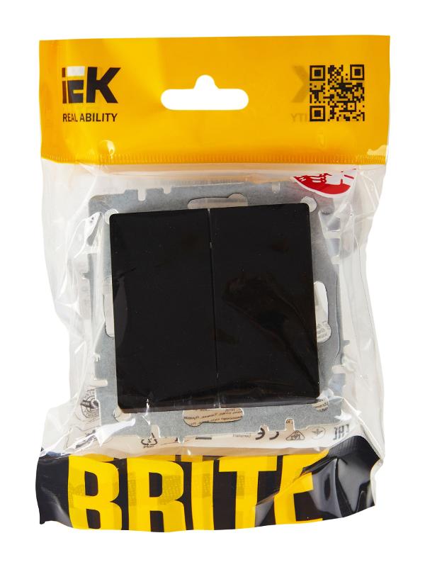 BRITE Выключатель 2-клавишный проходной 10А ВС10-2-6-БрЧ черный | BR-V22-0-10-K02 | IEK — миниатюра 6
