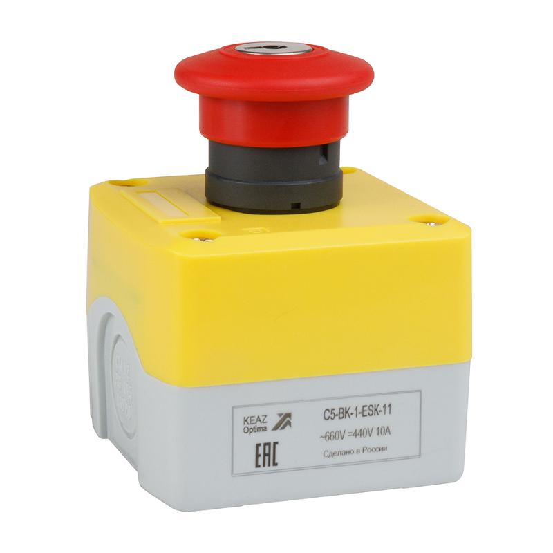 Пост кноп авар стоп OptiSignal D22 C5-BK-1-ESK-11 1НО+1НЗ с ключом XALK188E |338524| КЭАЗ — КЭАЗ (Курский электроаппаратный завод)