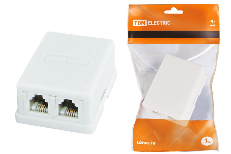 Телефонная розетка 2x6Р-4С | SQ1809-0002 | TDM — TDM ELECTRIC