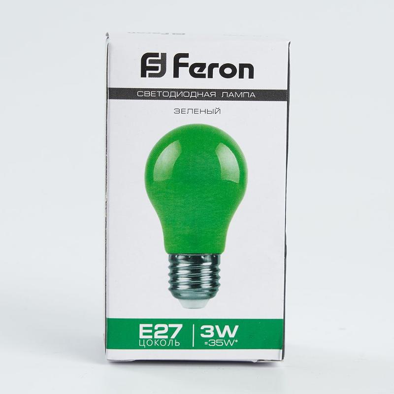 Лампа светодиодная для белт лайта LB-375 (3W) 230V E27 зеленый A50 | 25922 | FERON — миниатюра 4