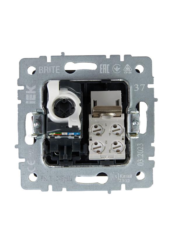 BRITE Розетка двойная RJ11+RJ45 кат.5E РК/Т12-БрШ шампань | BR-KT20-O-1-K37 | IEK — миниатюра 4