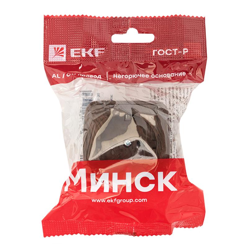 Розетка 1-местная ОП Минск 16А с заземлением тёмное дерево EKF | EGR16-028-40 | EKF — миниатюра 7