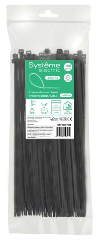 Стяжка кабельная 380х7.6 Чёрная (100шт) | IMT38076B | SE — Systeme Electric