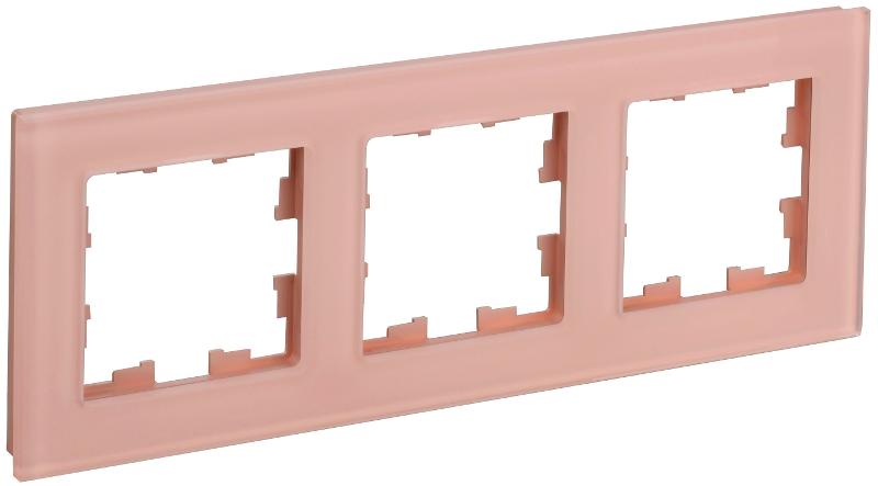 BRITE Рамка 3-ая РУ-3-2-БрП стекло персиковый матовый | BR-M32-G-31-K96 | IEK — IEK (ИЭК)
