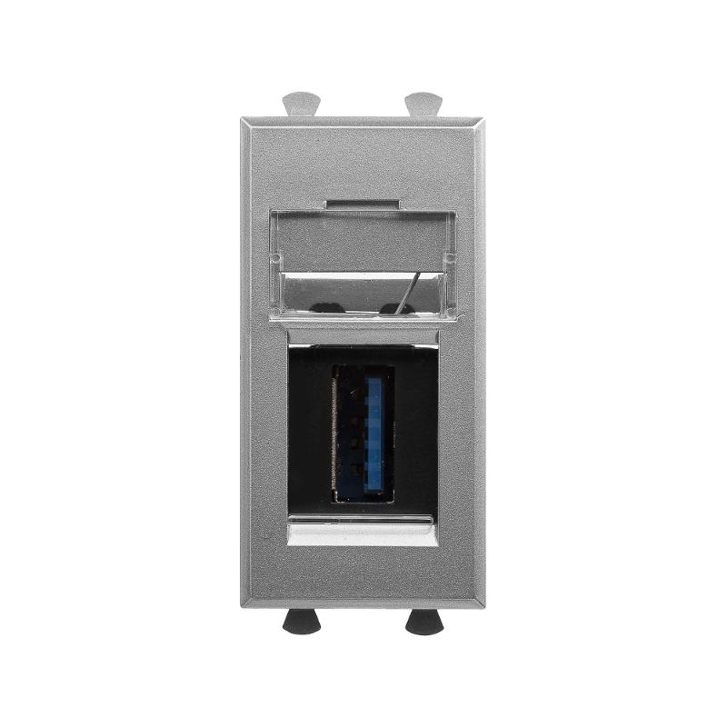 USB 3.0 розетка модульная, тип А-А, "Avanti", "Закаленная сталь", 1модуль | 4404301 | DKC — миниатюра 1