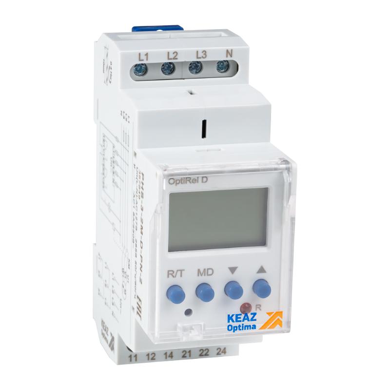 Реле контроля фаз OptiRel D PHS-3-2M-D-PN-2 цифровое 3Ф 2СО | КЭАЗ| 357849 — КЭАЗ (Курский электроаппаратный завод)