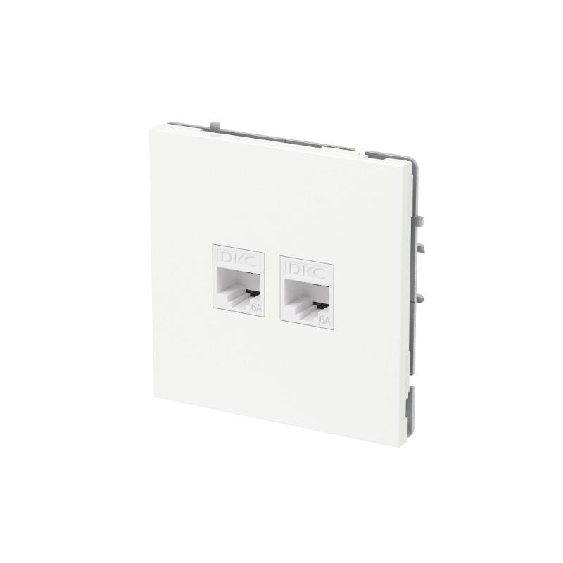 Компьютерная розетка RJ-45 без шторки, кат.6А двойная, KANT, белая магнолия | 7000674 | DKC — миниатюра 2