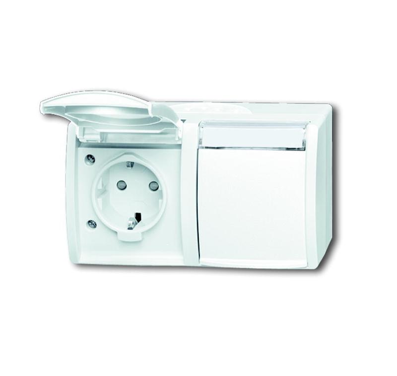 Розетка SCHUKO 16А 250В IP44, двойная,горизонтальная,со шт.,для открытого монтажа,серия ocean, цвет альп. белый | 2084-0-0723  | 2CKA002084A0723 | ABB — ABB
