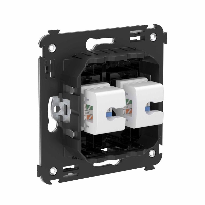 Компьютерная розетка RJ-45 без шторки в стену, кат.6А двойная, "Avanti", "Черный квадрат" | 4402674 | DKC — миниатюра 3