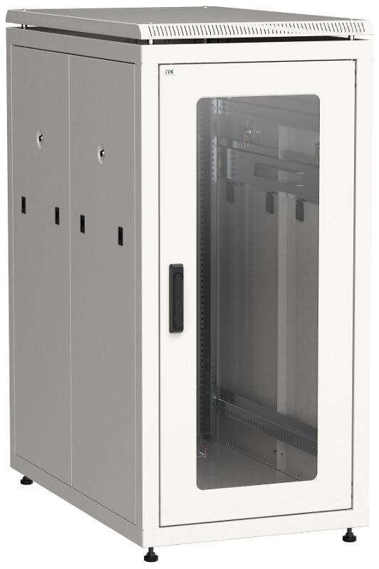 Шкаф сетевой 19" LINEA N 28U 600х1000 мм стеклянная передняя дверь серый | LN35-28U61-G | ITK — ITK