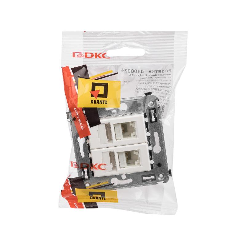 Компьютерная розетка RJ-45 в стену, кат.6А двойная, "Avanti", "Белое облако" | 4400374 | DKC — миниатюра 9