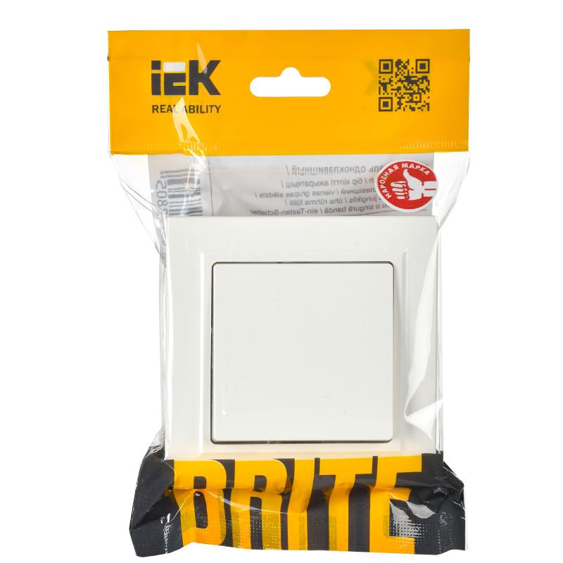 BRITE Выключатель 1-клавишный 10А в сборе ВСР10-1-0-БрБ белый | BR-V10-0-10-K01-F | IEK — миниатюра 2