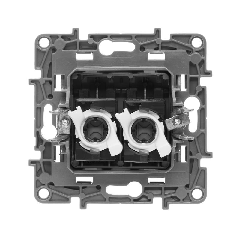 Etika Антрацит Розетка компьютерная 2-ая RJ45, кат.5е UTP — миниатюра 3