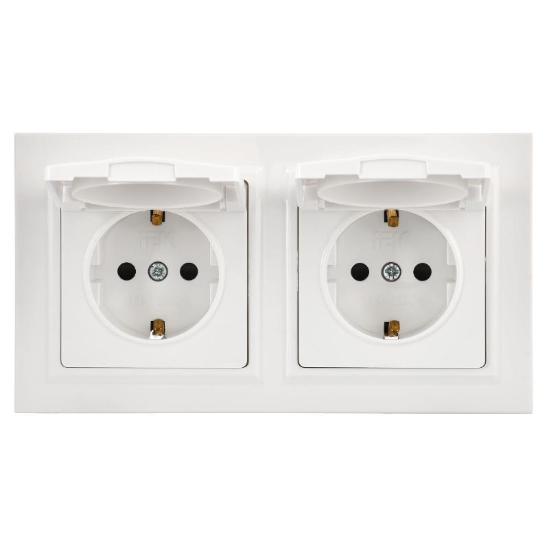 BRITE Розетка с крышкой 16А IP44 РСбш10-3-44-БрБ белый в сб 2шт | BR-R16-16-44-2-K01-F-PRO | IEK — миниатюра 4