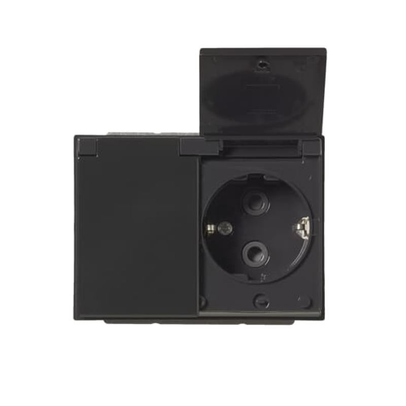 Розетка Double Shuko 16А 230В с крышкой, IP21/44 Impressivo, антрацит | 302EUCK-81  | 2TKA00003031 | ABB — ABB