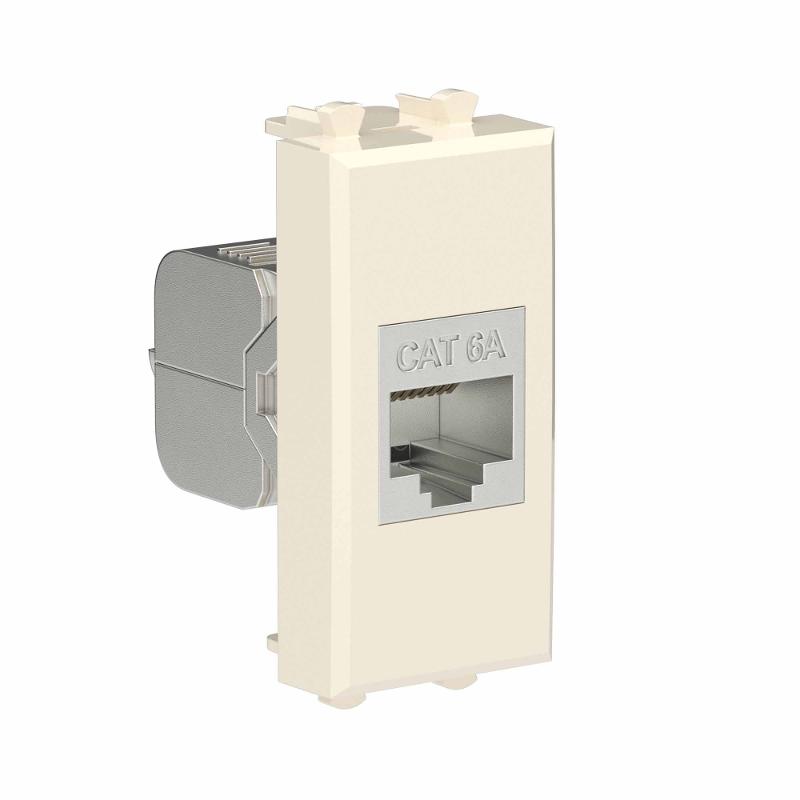 Компьютерная розетка RJ-45 без шторки модульная, кат.6А экранированная, Avanti, ванильная дымка, 1 модуль | 4405771 | DKC — миниатюра 2