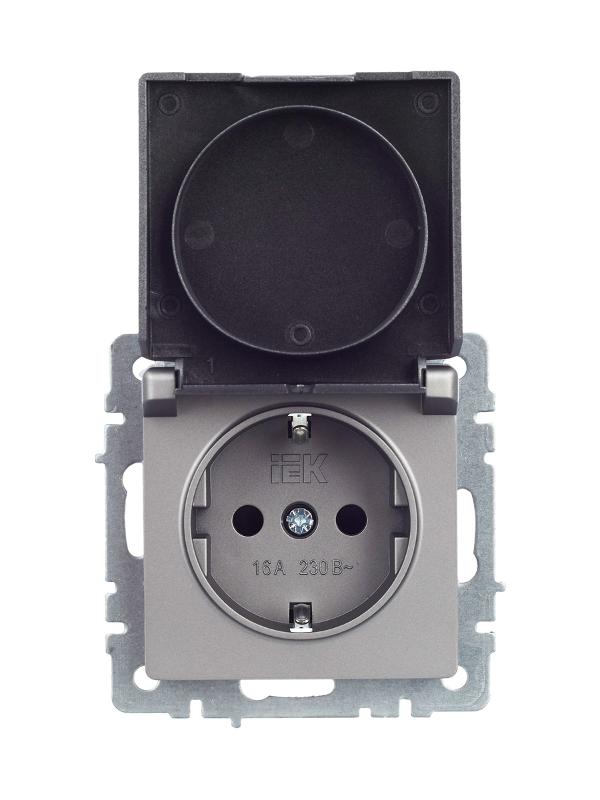BRITE Розетка с заземлением со шторками с кр. 16А IP44 РСбш10-3-44-БрС сталь | BR-R16-16-44-K46 | IEK — миниатюра 9