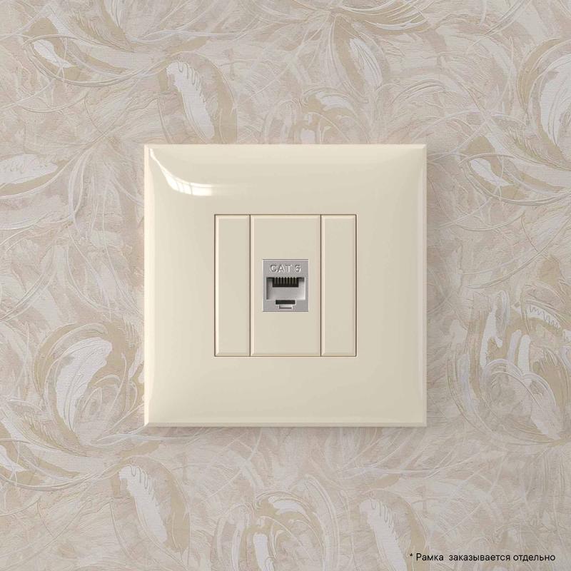 Компьютерная розетка RJ-45 без шторки в стену, кат.6 одинарная экранированная, "Avanti", "Ванильная дымка" | 4405793 | DKC — миниатюра 5