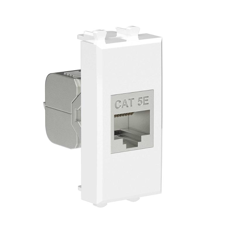 Компьютерная розетка RJ-45 без шторки модульная, кат.5е экранированная, "Avanti", "Белое облако", 1 модуль | 4400761 | DKC — миниатюра 2