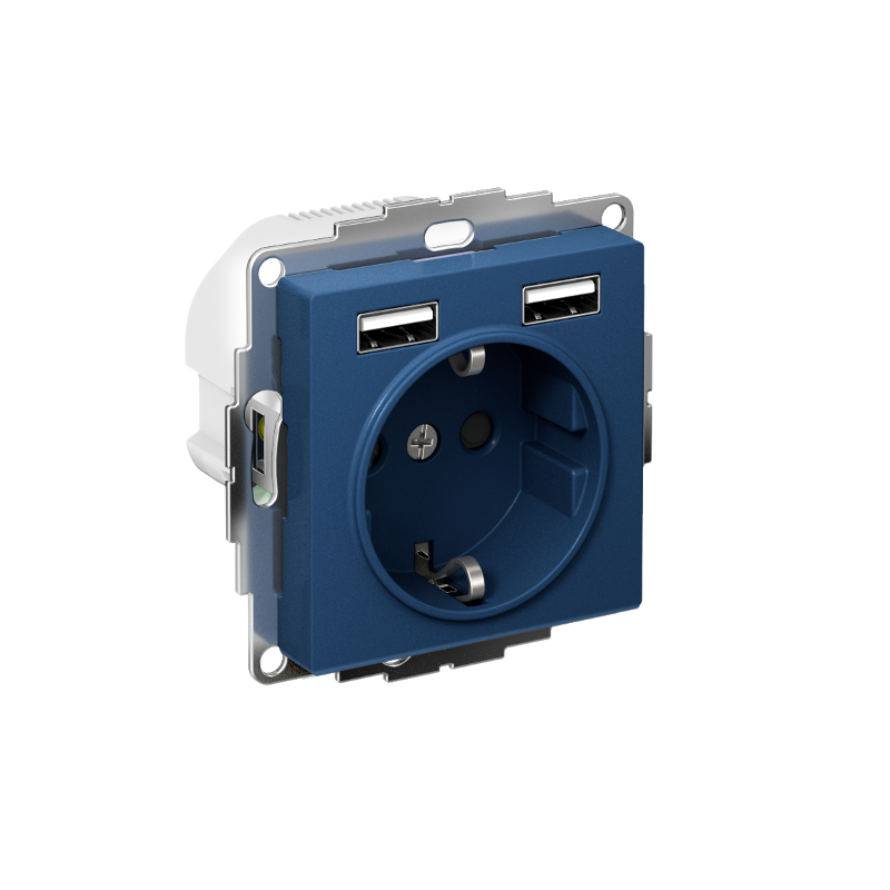 AtlasDesign Аквамарин Розетка 16А c 2 USB A+A, 5В/2,4А, 2х5В/1,2А, механизм | ATN001130 | SE — Systeme Electric